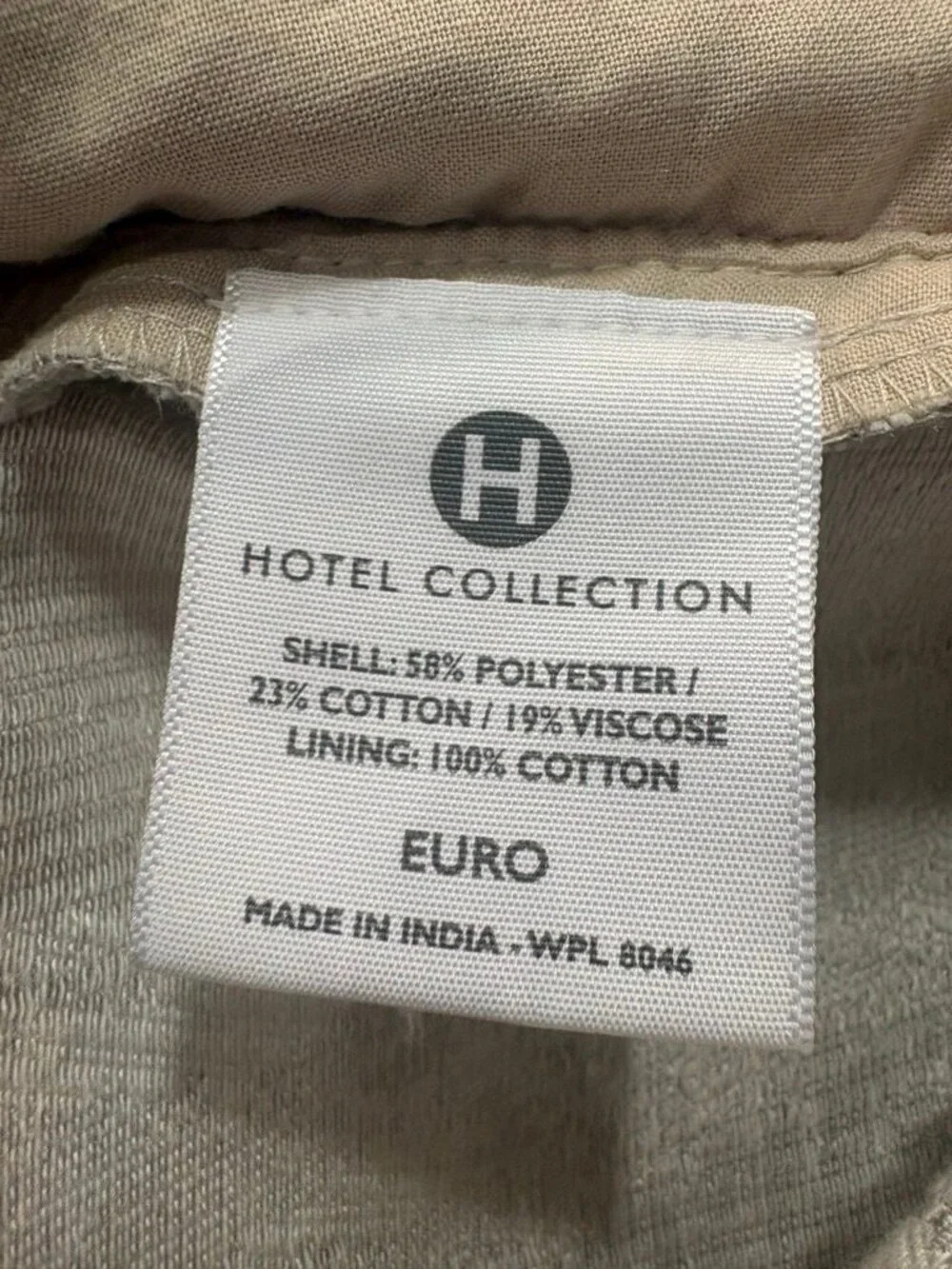 Hotel Collection Distressed Chevron Euro Sham 26x26 Beige Ivory Pillow J758
